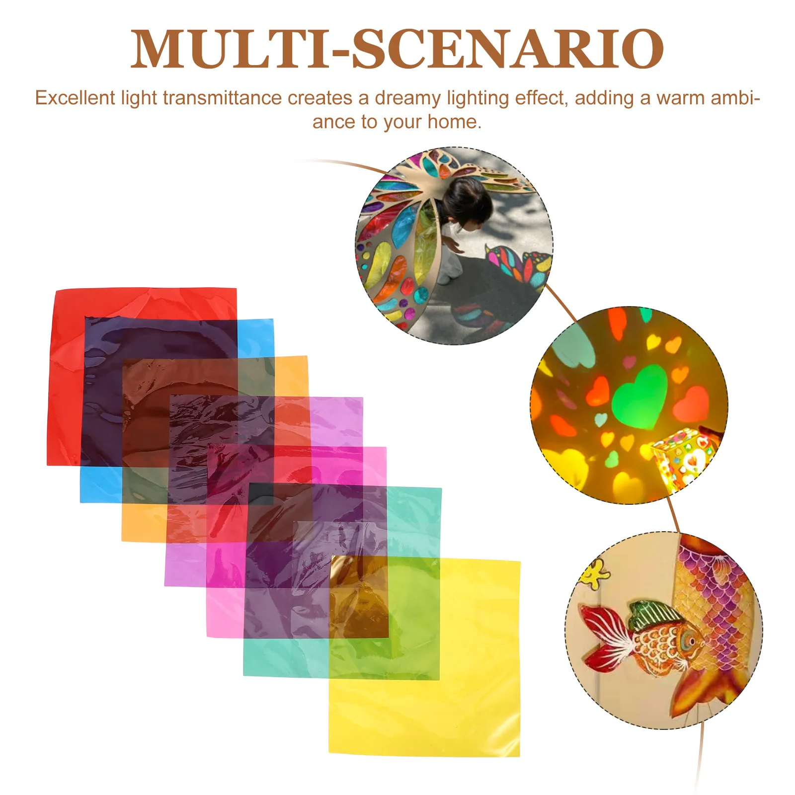 90枚入り 多色セロファンシート 透明クラフト紙 DIY包装装飾 教室のアートプロジェクト 光の遊び用