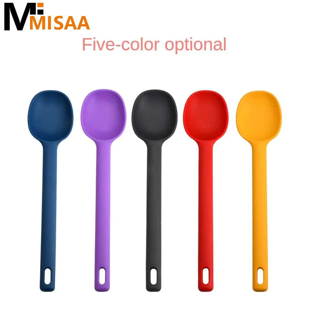 Long Handle Spoon Long Handle Does Not Hurt The Pot Purple Red Houseware Mixing Spoon Silicone + Inner Core Material Spoon