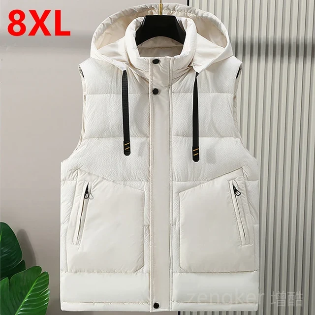 Big size waistcoat thickened autumn winter casual men s plus size fashion warm Black Removable Hat Vest men 8XL 7XL AliExpress 200000343
