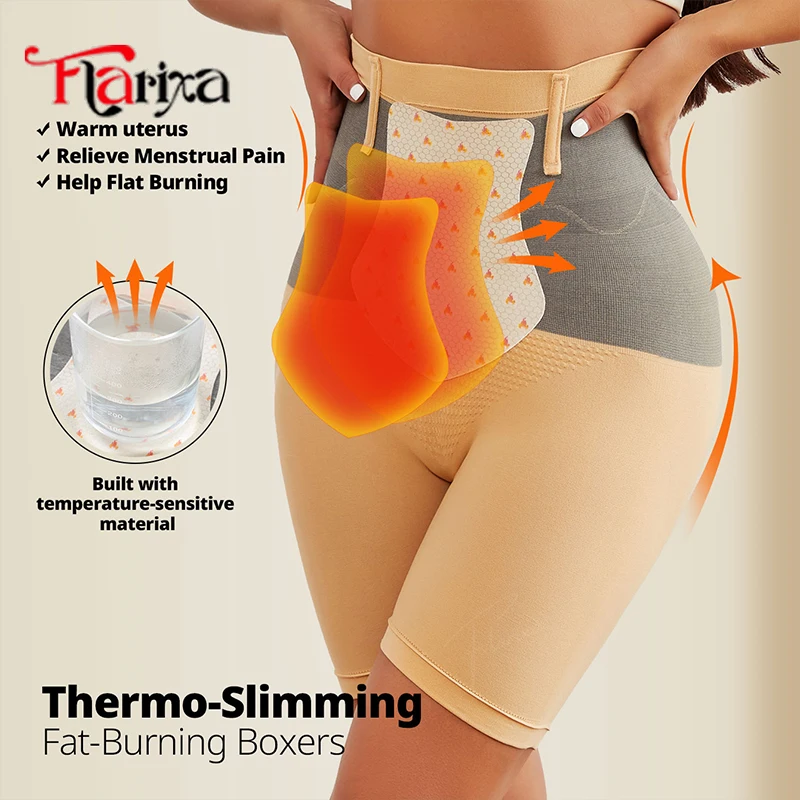 Flarixa Ropa Interior Térmica de Cintura Alta Sin Costuras con Control de Abdomen y Efecto Levanta Glúteos, Faja Moldeadora para Mujer, Pantalones Cortos Térmicos