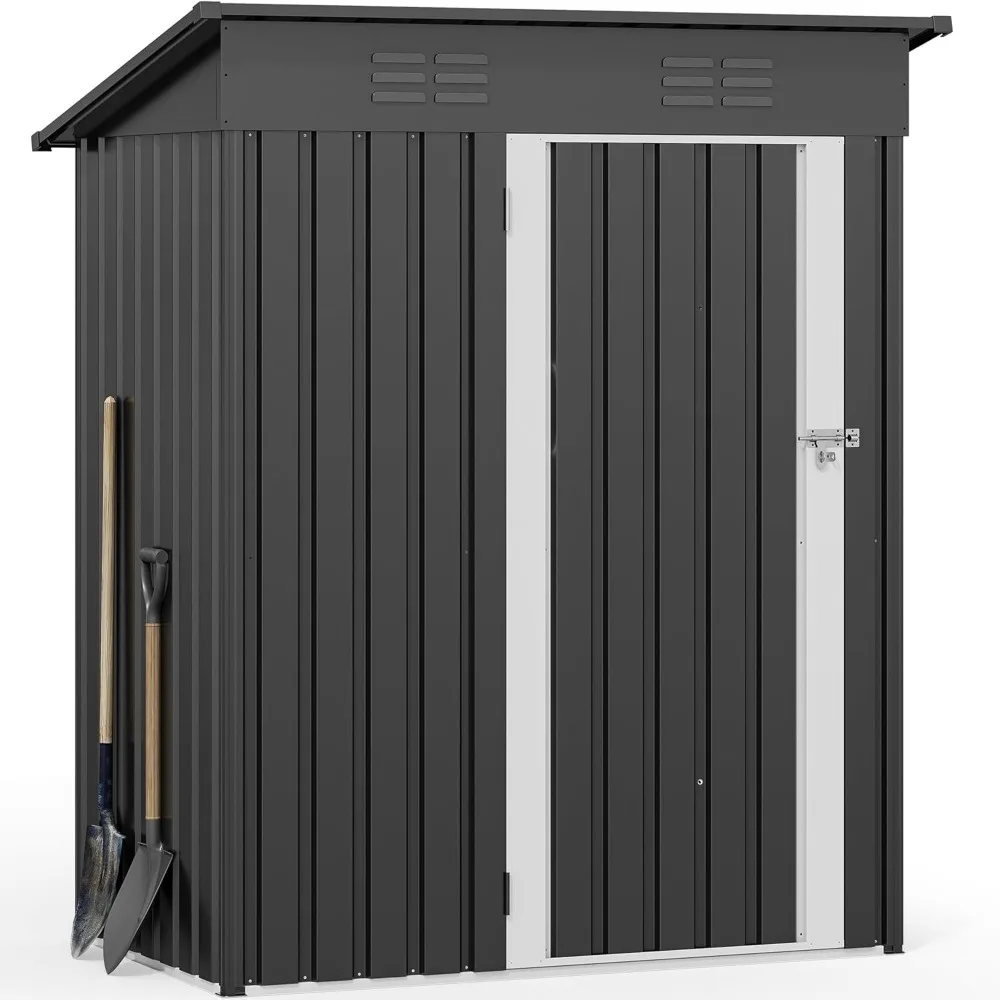 

5x3ft Metal Outdoor Storage Shed, Waterproof Tool Shed Heavy-Duty Storage Unit with Lockable Door and Vents, Ideal for Bicy