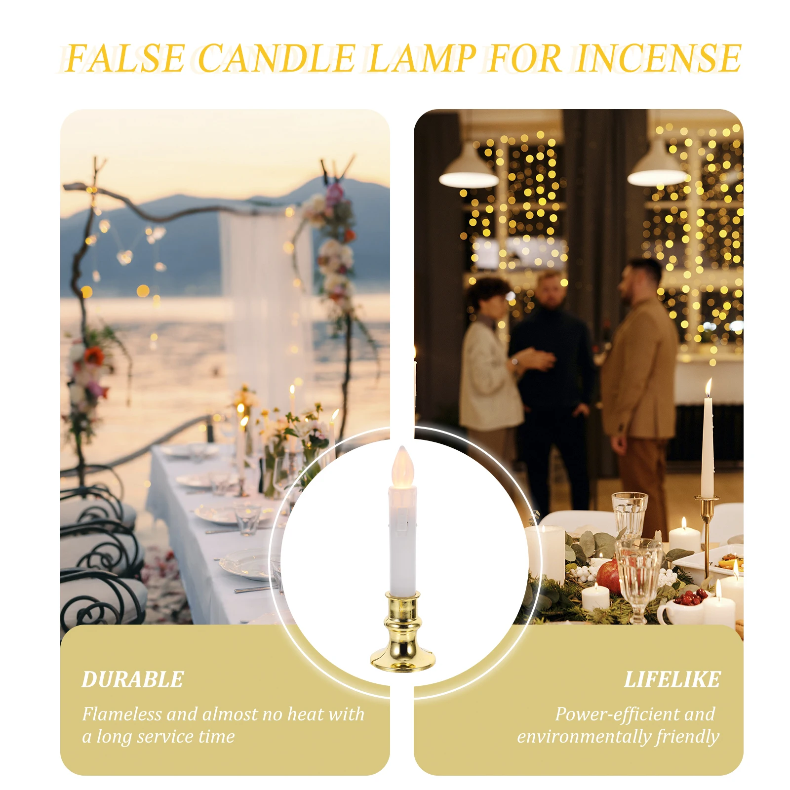

12pcs Led Fake Candles Lights Safe Durable Home Decoration No Smoke Fireproof For Pets Senior Gift Incense Electric