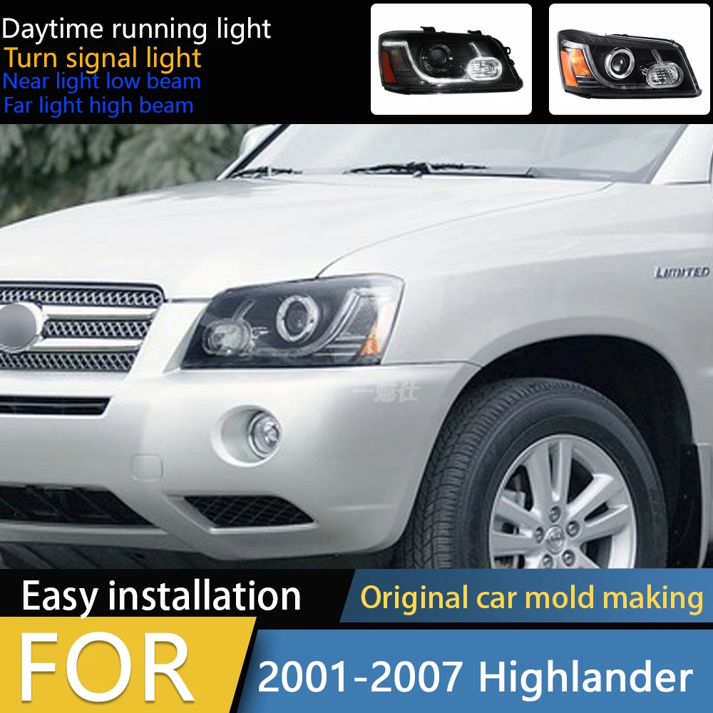 

For Toyota Highlander 2000-2007 Car Front Lamps Upgrade High Quality Projector Lens Accessories LED Auto Headlights Assembly