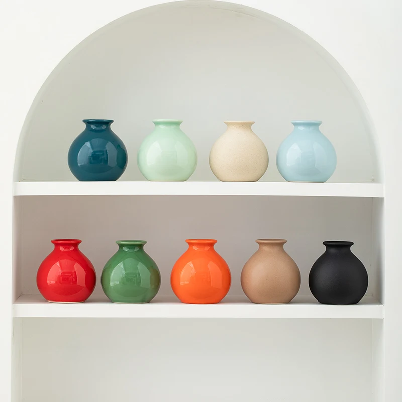 

Ceramic small flower vase - simple, colorful, luxurious and high-end decorative piece for flower arrangement, flower vase