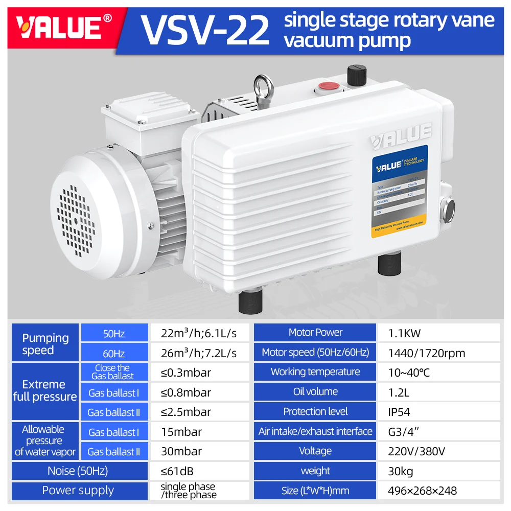 Hot Selling VSV-22 Single-stage Oil Rotary Vane Vacuum Pump 220V/380V For Industrial Applications