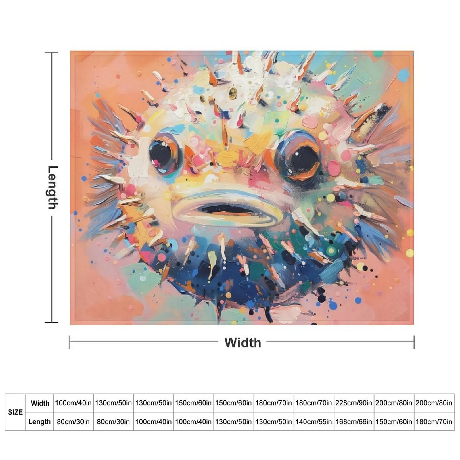 Pufferfish in Bright Modern Colors Throw Blanket Retros Sofa Throw Blankets