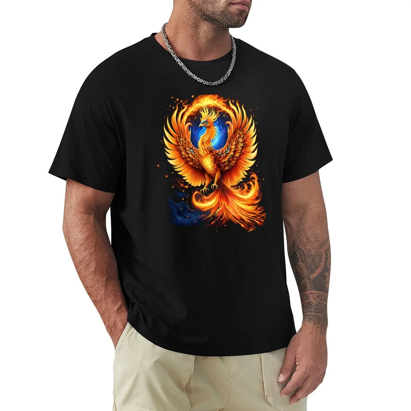 Blue Flame Phoenix T-Shirt Work Outdoor Short Sleeve Tee