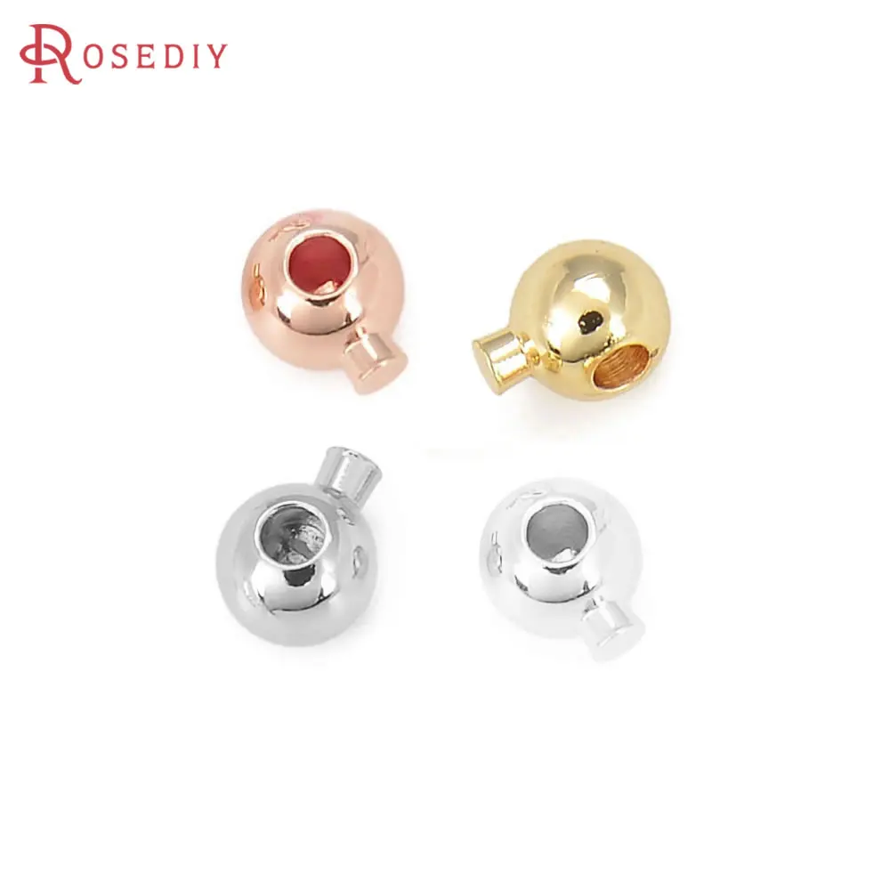 20PCS Ball 3.3MM 18K Gold Color Brass Clip Station Clasps Ball Snap Clasps Jewelry Making Supplies Diy Findings Accessories