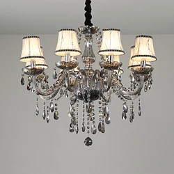 French Style Smoke Gray Room Living Room Crystal Chandelier European Retro Villa Hotel Corridor Decoration Led Pendent Lamps