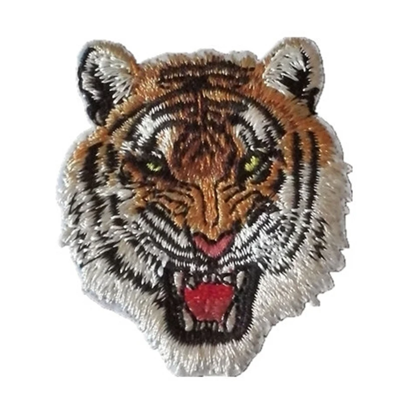 Embroidered Patch Sew On Iron-On Patches for Clothes Jacket Jean Sewing Appliques DIY Accessory Roaring Striped Tiger