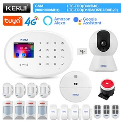 KERUI W204 Tuya Smart Alarm System Kit WIFI GSM 4G Home Security APP Remote Control Touch Panel Burglar Motion Sensor Detector