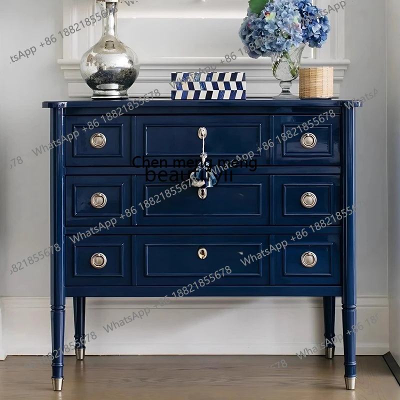 

Light Luxury Entryway Cabinet Solid Wood Carving Living Room Chest of Drawers American Style Entryway Drawer Storage Cabinet H