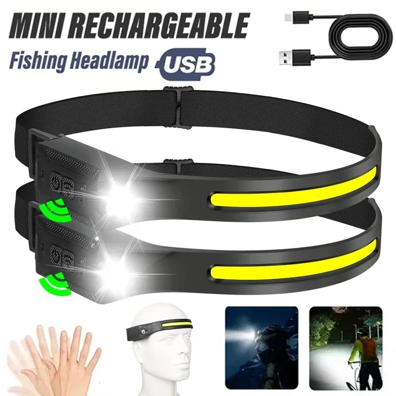 High-power Headlamp Rechargable Headlight Emergency LED Flashlight Built-in Battery Head Torch Outdoor Camping Fishing Lantern