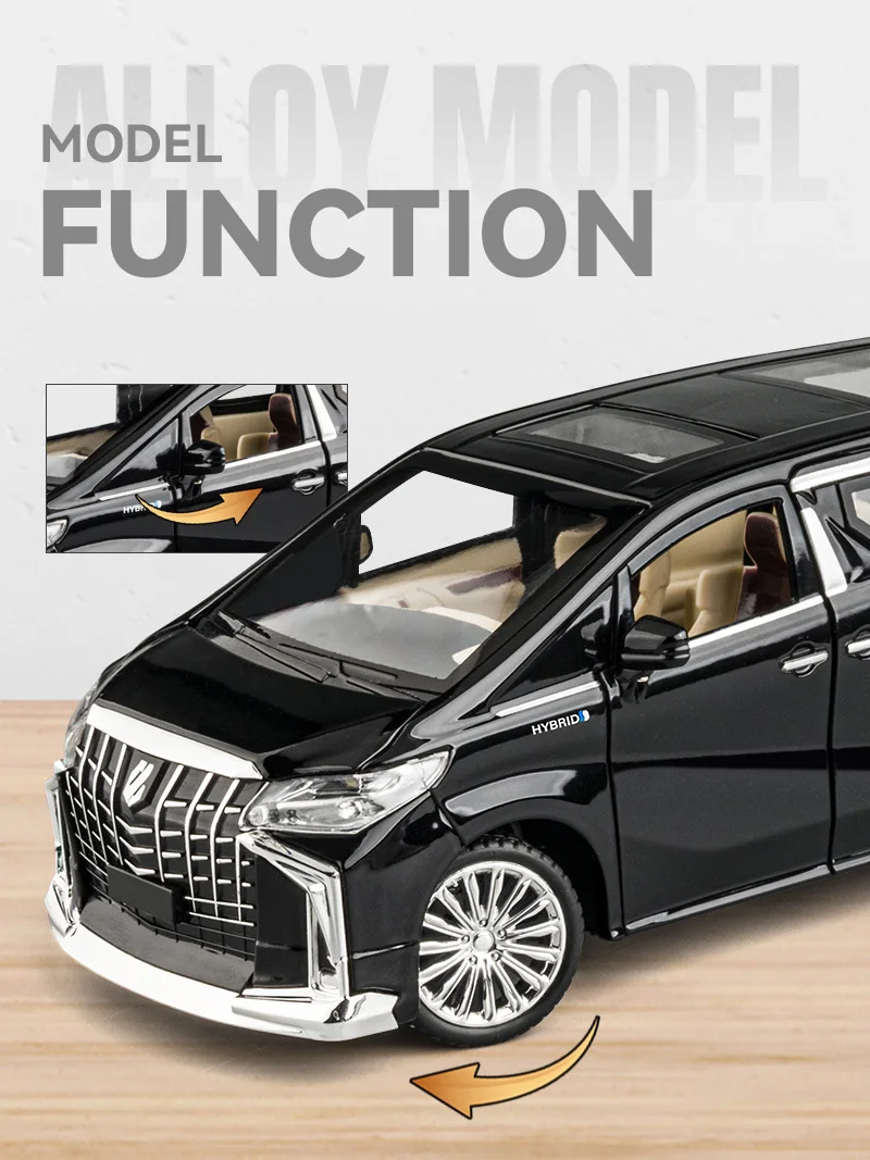 1:24 Key Control Version Toyota Alphard MPV Legierung Automodell Druckguss Metallfahrzeuge Automodell Sound und Licht Kinderspielzeug Geschenk – Detail 7