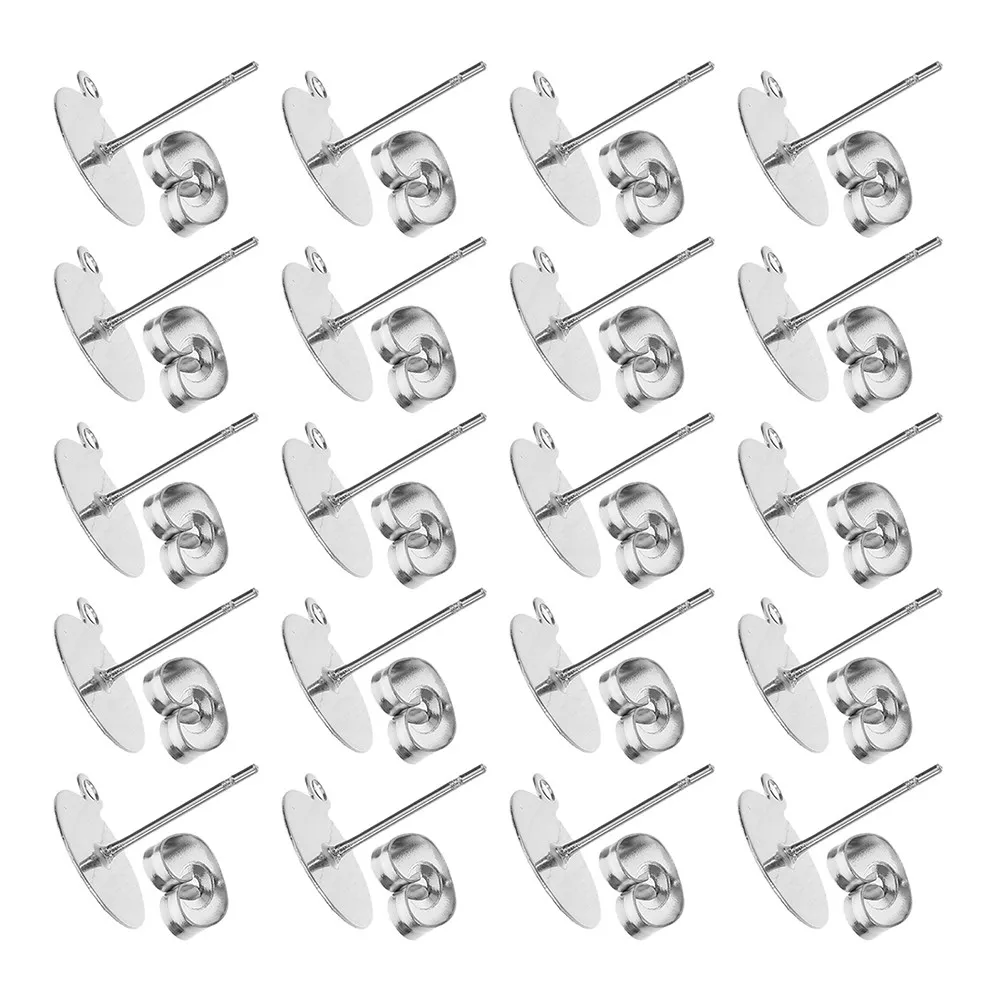 

100Sets Flat Round Stainless Steel Stud Earring Posts DIY Earring Supplies Jewelry Making Findings Comfortable