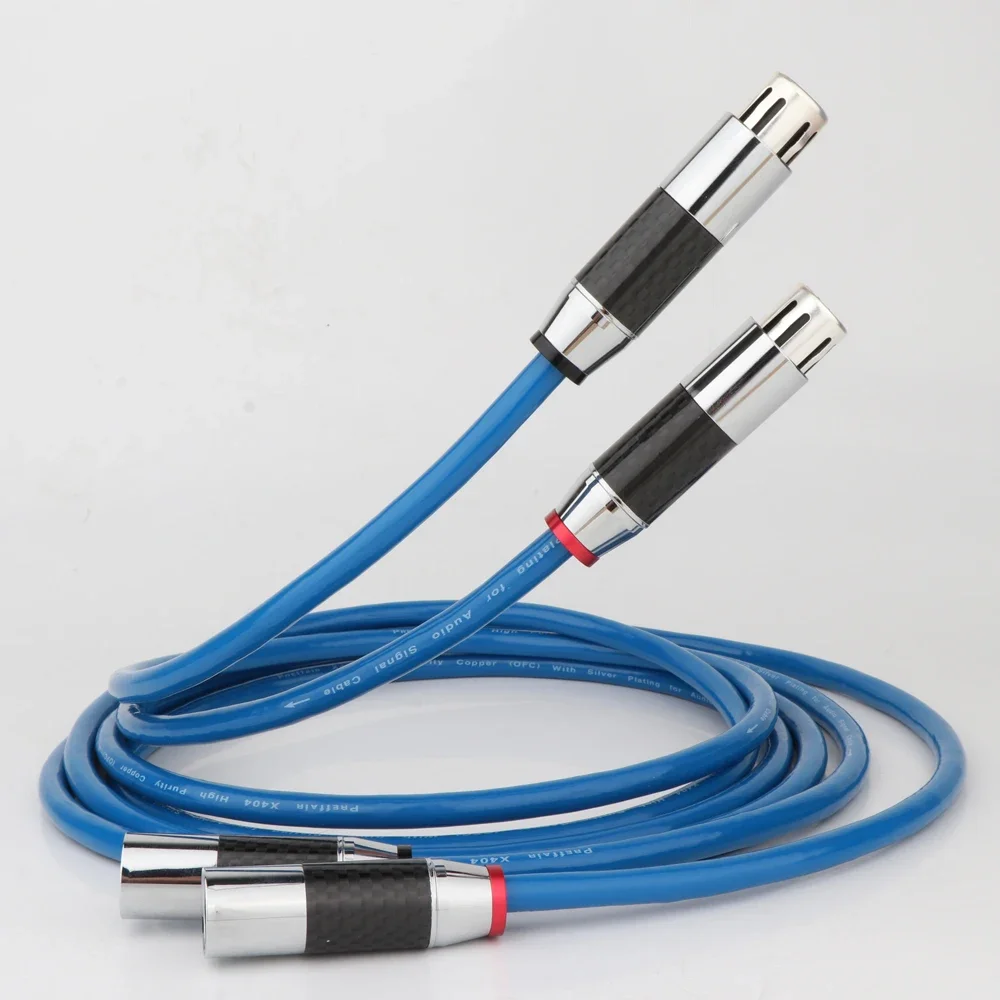

Pair XLR Plug Connector Cable Copper Silver Plating Blue Audio Balance Interconnect Cable With Carbon Fiber Plug Hifi