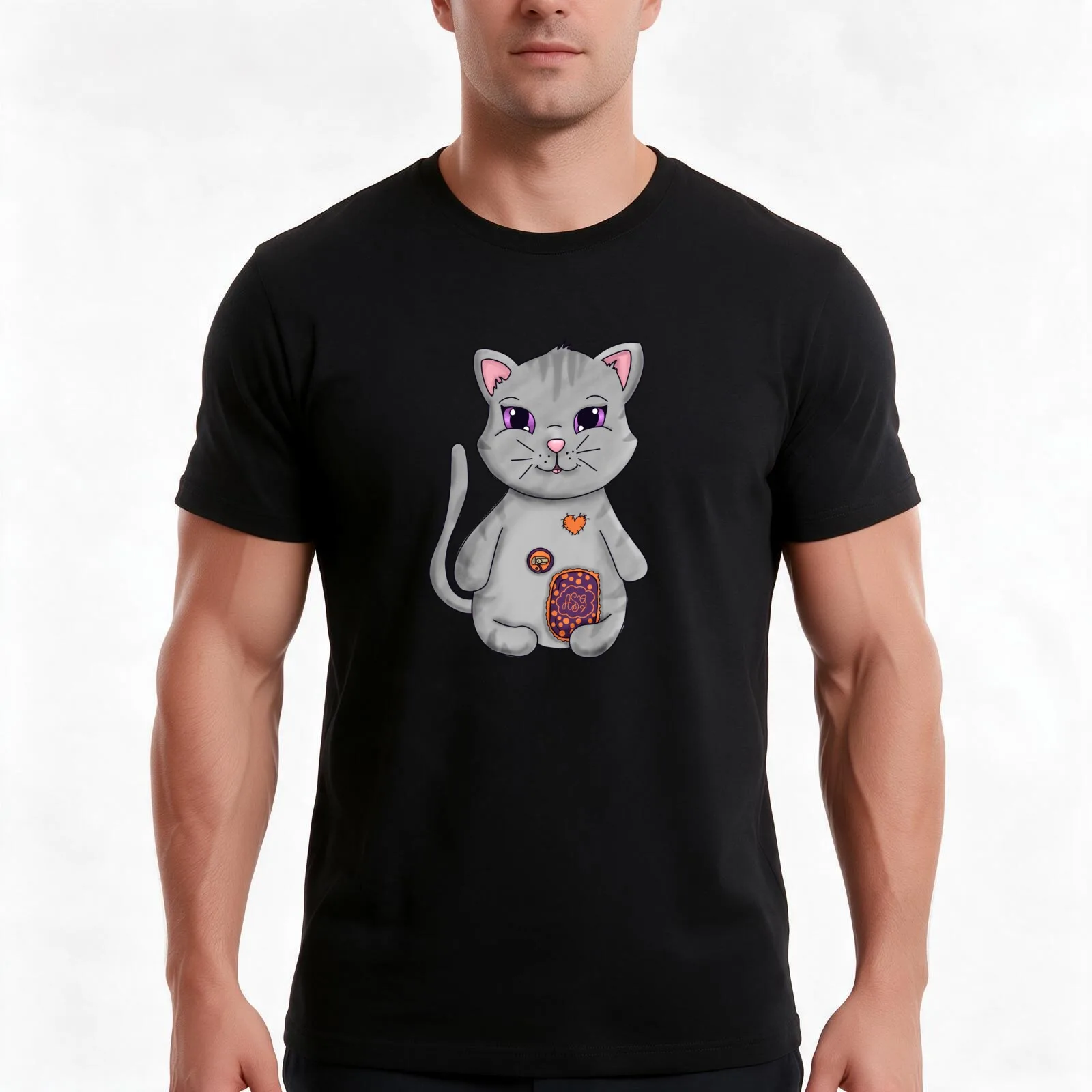 Little Tiger T-Shirt, Summer Casual Cotton Tee, Oversized Streetwear Tops, Vintage Graphic Print, Loose Fit Short Sleeve