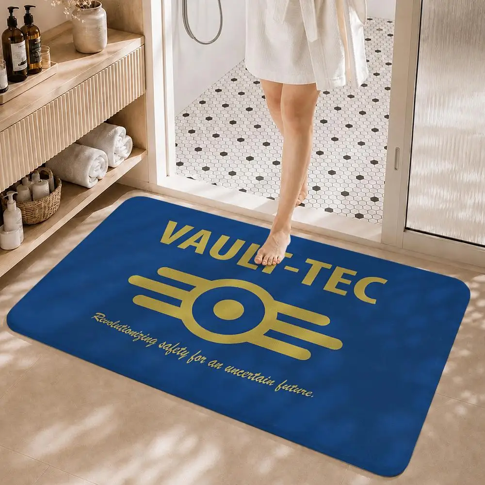 Fashion LOGO V-Vault TecS Floor Mat Non-Slip Absorbent Floor Mat Decorative Rug for Home Bathroom Bedroom Entryway