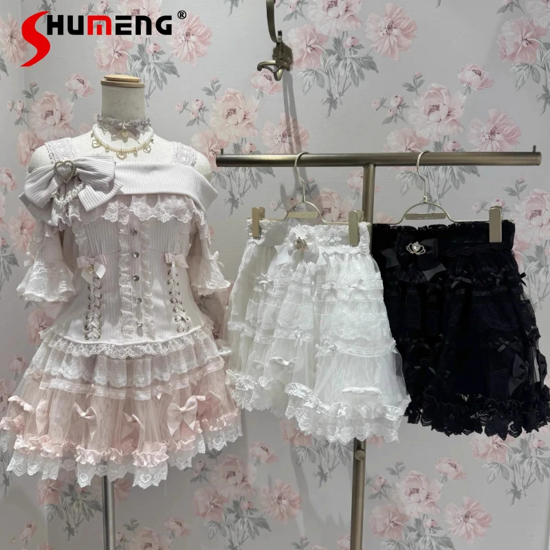 

Юбки Liz, осень 2023, новая женская японская мини-юбка принцессы с милым бантом и эластичной резинкой на талии для девочек, плиссированная юбка