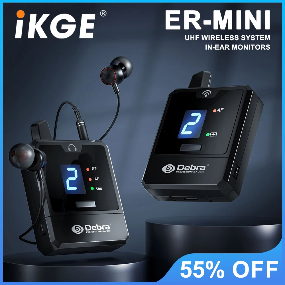 

ER-MINI IEM Wireless In-Ear Monitor System Audio-Mini UHF Rechargeable Portable for Music Audio Monitoring Live Broadcast