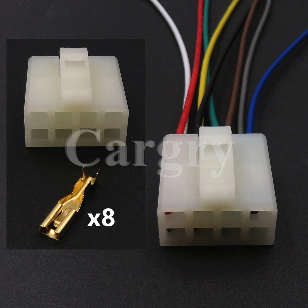 1 Set 8P White Car Starter Unsealed Socket Automotive Wire Connector Wiring Harness Plastic Houing Plug