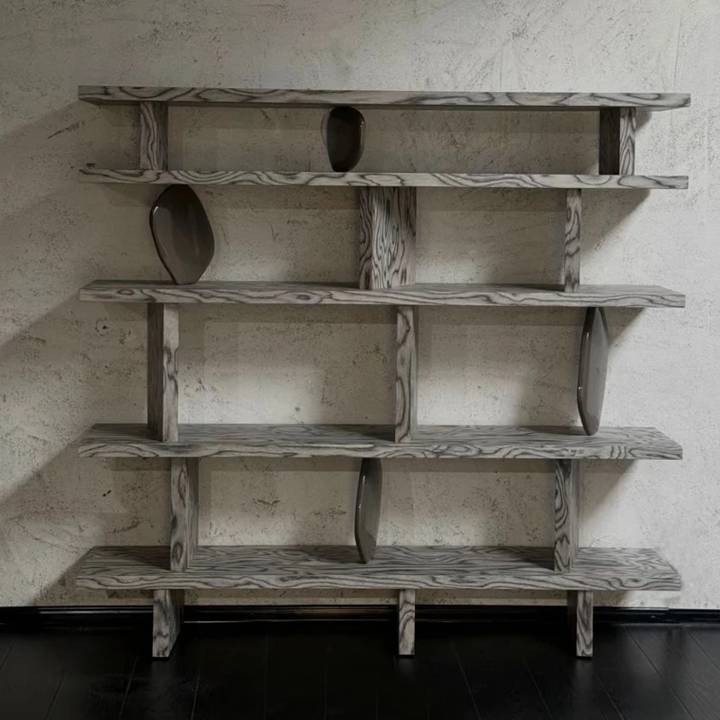 

Средневековый дизайнерский арт, интегрированная настенная книжная полка, бытовая простая полка из цельного дерева, многослойная полка, мебель