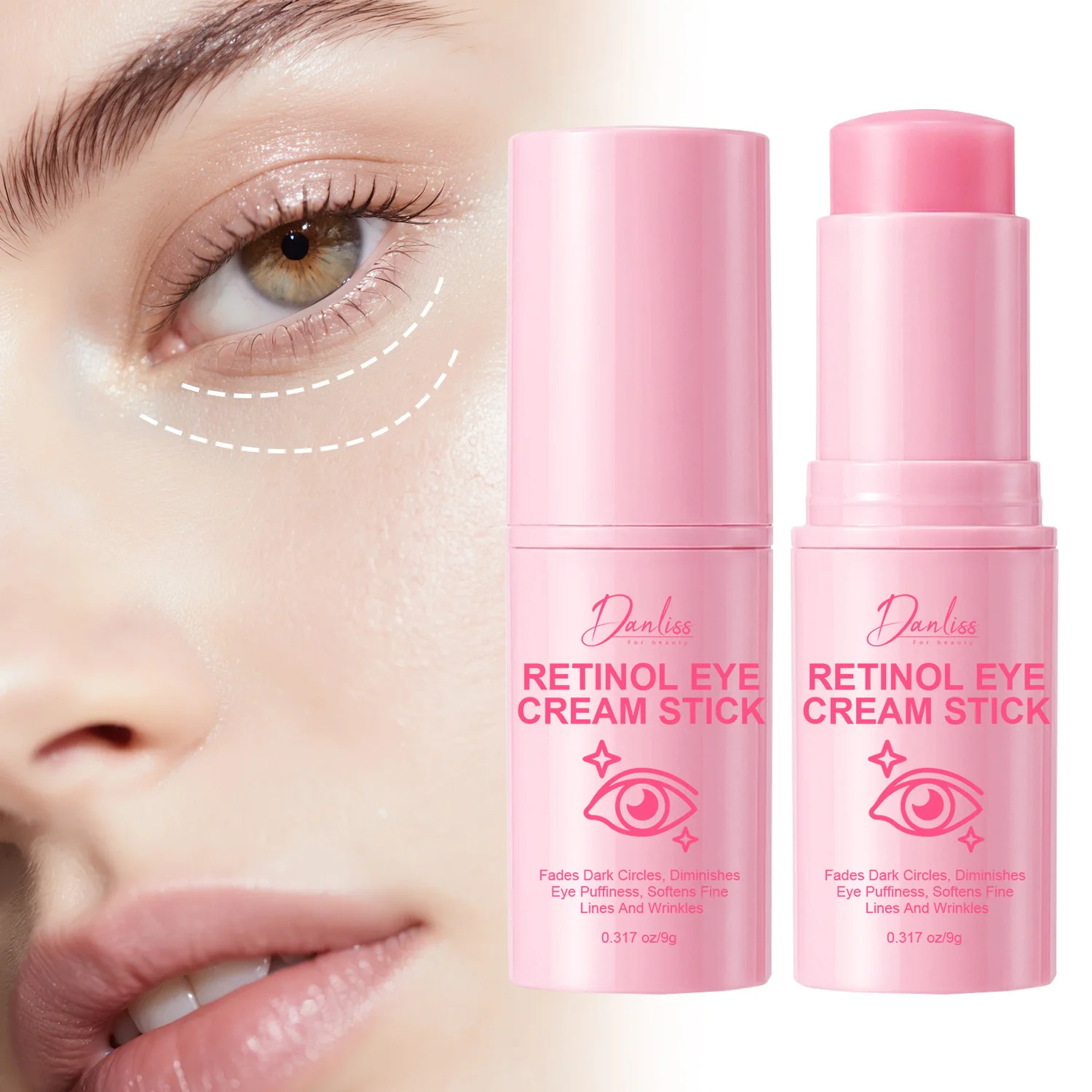Retinol Eye Cream Stick with Hyaluronic Acid, Vitamin C, and Caffeine – Gentle Exfoliating Diminish Puffiness,Soften Fine Lines.