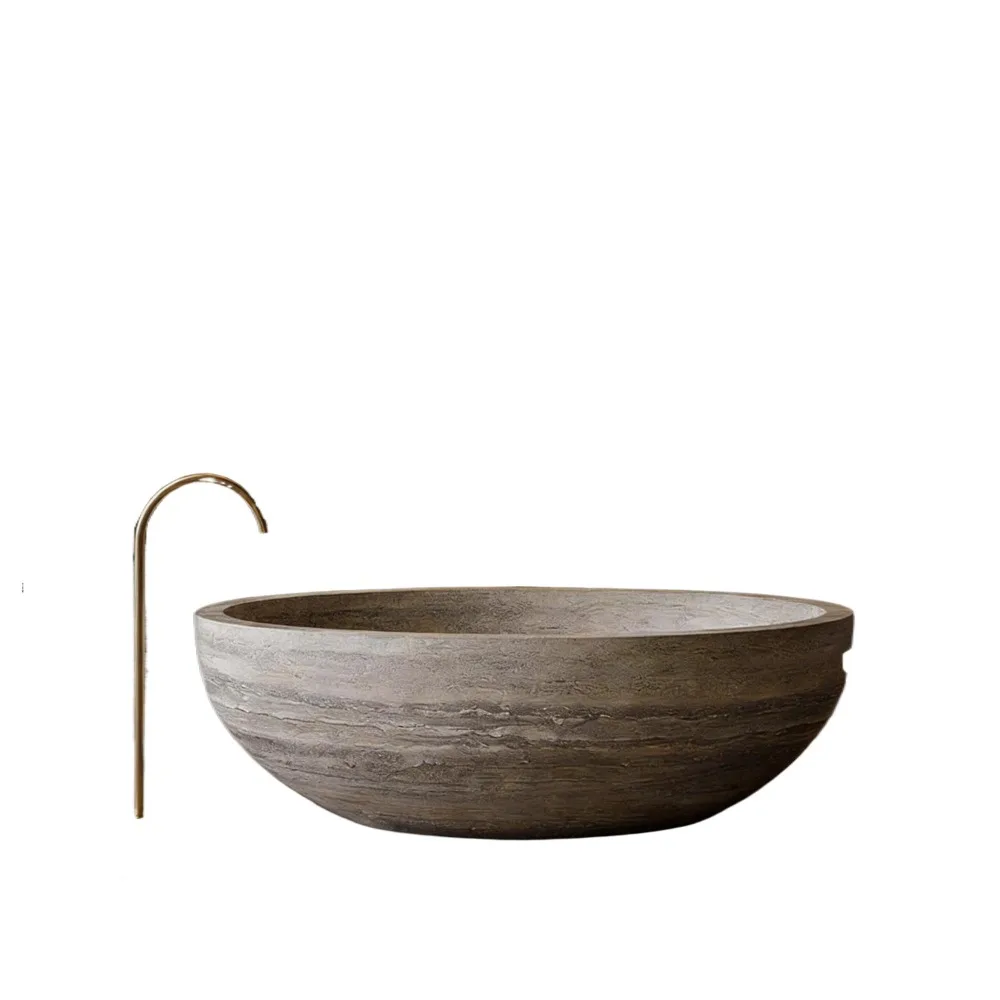 Modern customizable natural stone bathtub, marble freestanding design suitable for hotels, villas, apartments, bathrooms