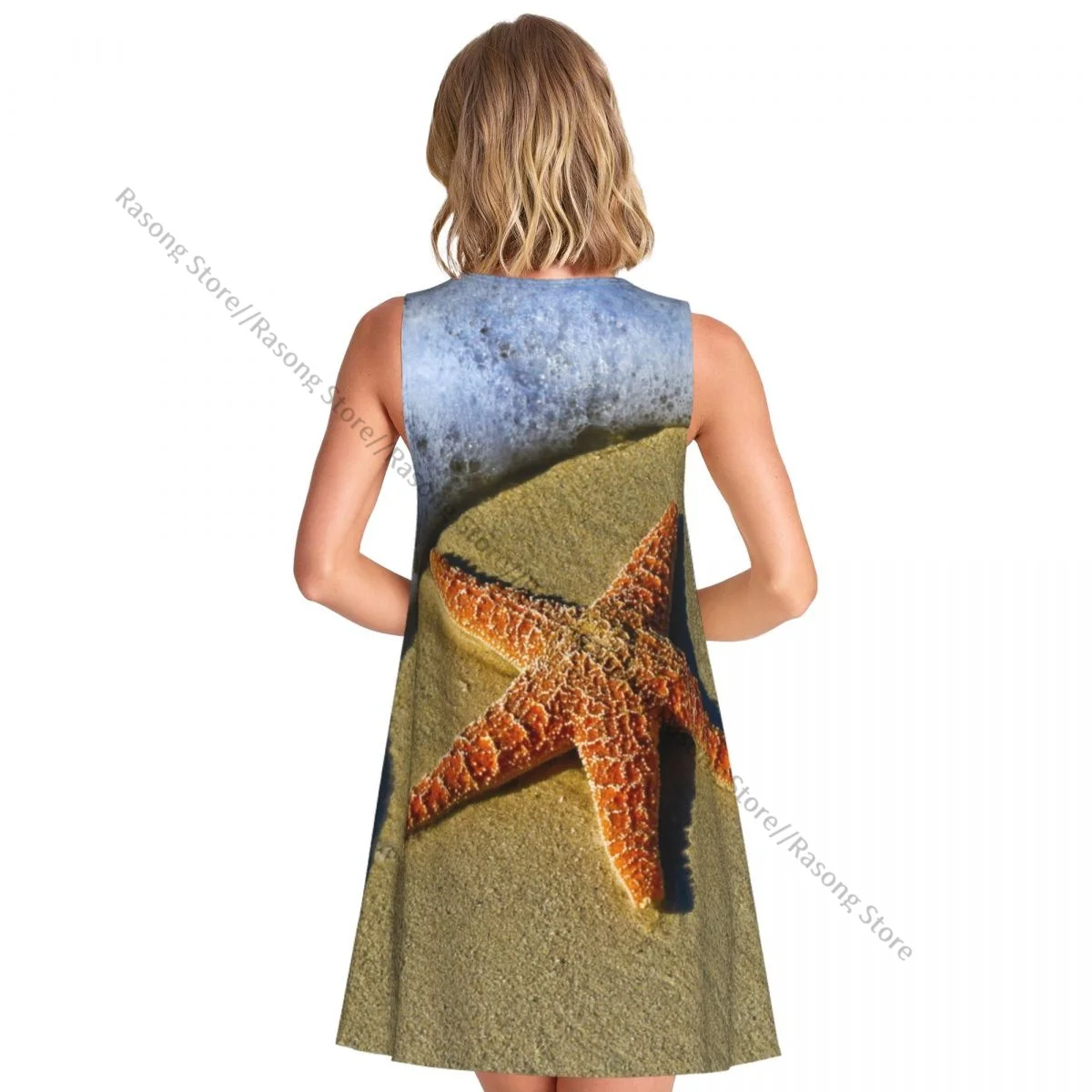 ชุดสตรีปลาดาวทะเลทรายฤดูร้อน Casual T เสื้อชายหาด COVER UP Tank Dress