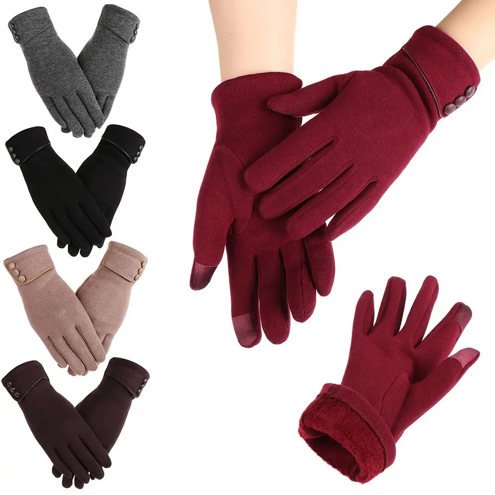 Velvet Thicken Warm Mittens Gloves Touch Screen Winter Women Gloves Ski Windproof Thermal Driving Gloves