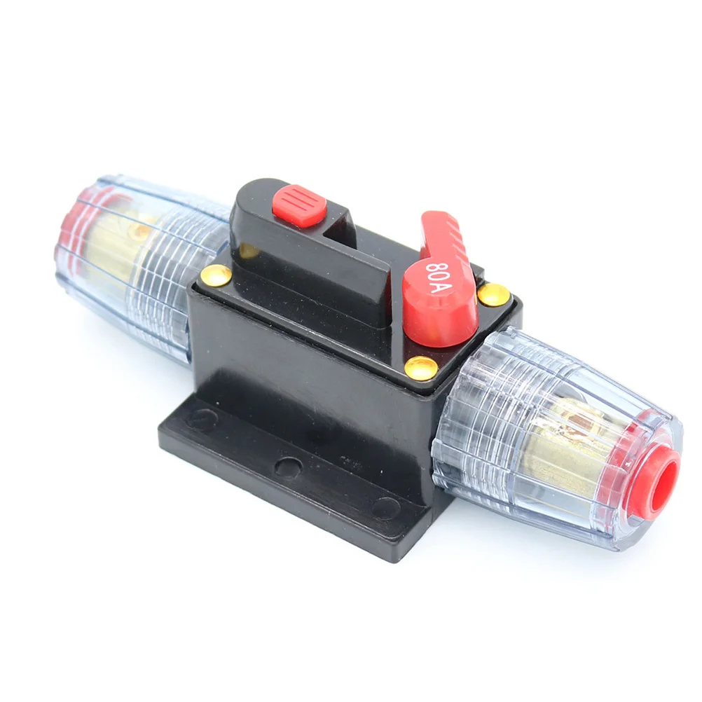 

80A Resettable Circuit Breaker 12V/24V/32V Car Rv Boat Auto Reset Protection 4 Gauge Wire Support Automatic safety