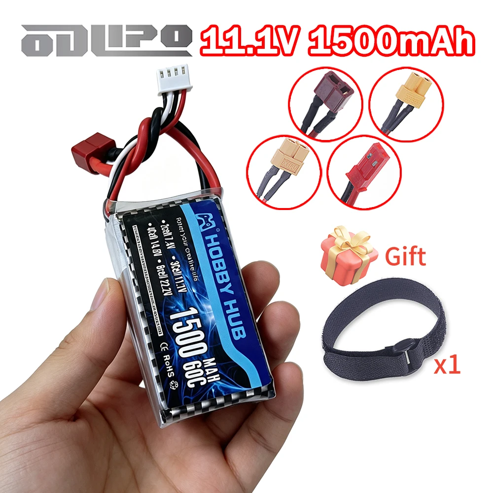3S Battery with T/XT60/JST Plug 1500mAh 11.1V 60C Lipo Battery for RC Car Airplane Boat Quadcopter Spare Parts