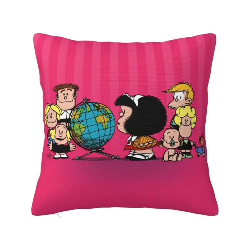 

Mafalda Friends Modern Throw Pillow Covers Quino Comic Cartoon Sofa Cushion