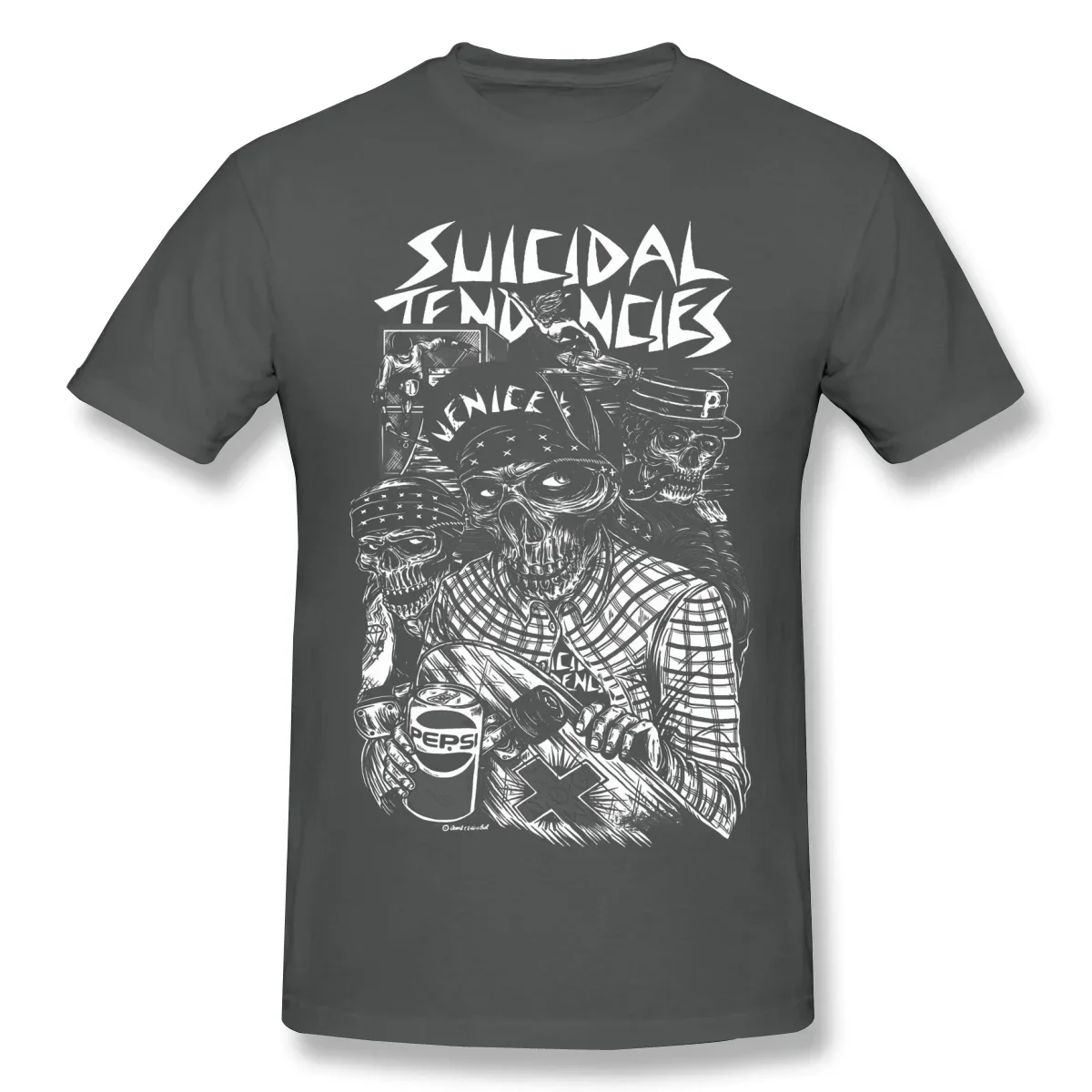 Camisetas divertidas de algodón con estampado de tendencia suicida para hombres, ropa de calle punk, moda