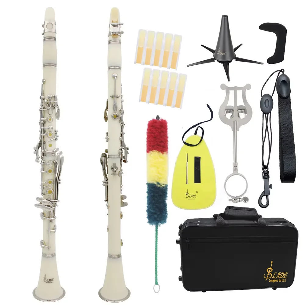 SLADE Clarinet 17 Keys  Bb Tone Professional Clarinet Black Pipe With Cleaning Cloth Box Gloves Reed Clip Clarinet Accessories