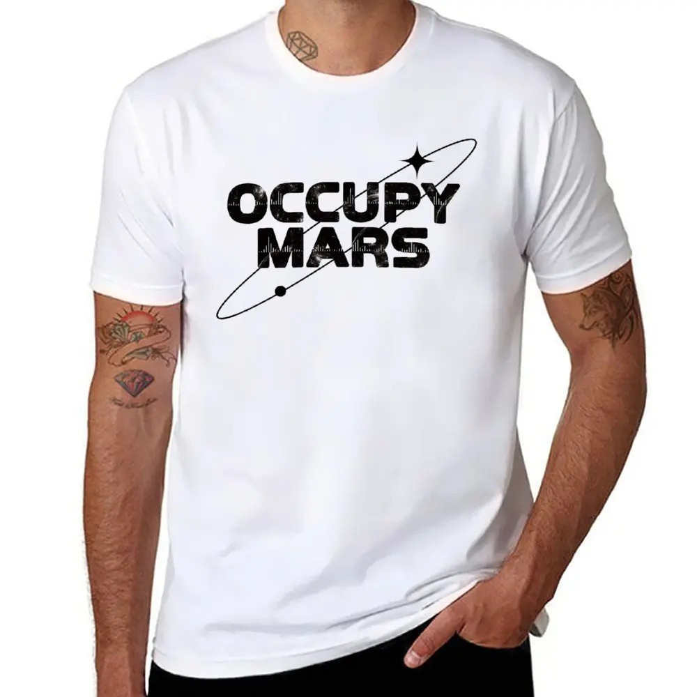 OCCUPY MARS  Classic for Sale T-shirt Crewneck Move  Geeky Tshirt Top Quality Home USA Size