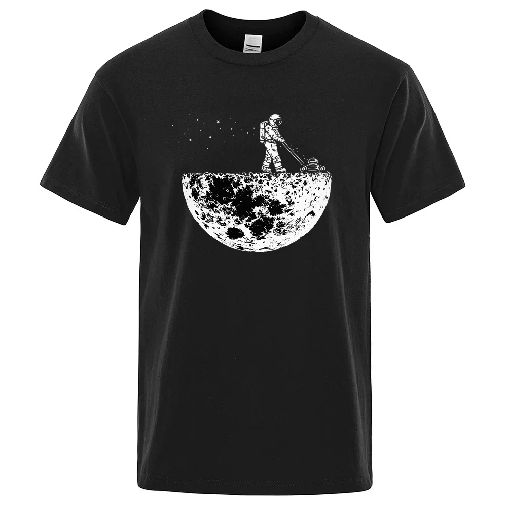 Cherish The Lunar Environment Funny Print t-Shirts Men Summer Soft Tshirt Hip Hop Tees Astronauts