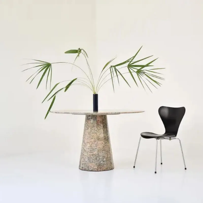 Vintage Granite Dining Table Round Table Villa Table Small Apartment Outdoor