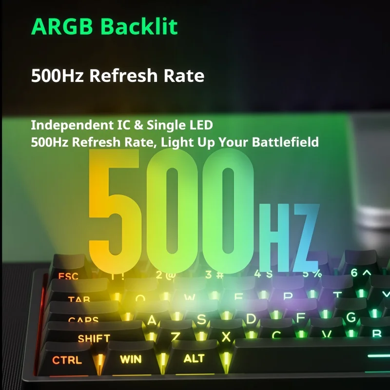Механическая клавиатура FUN68, магнитная ось, трехрежимное подключение, Rt0.01, ARGB, предназначенная для игр, эргономичная, сверхнизкая задержка, беспроводная связь