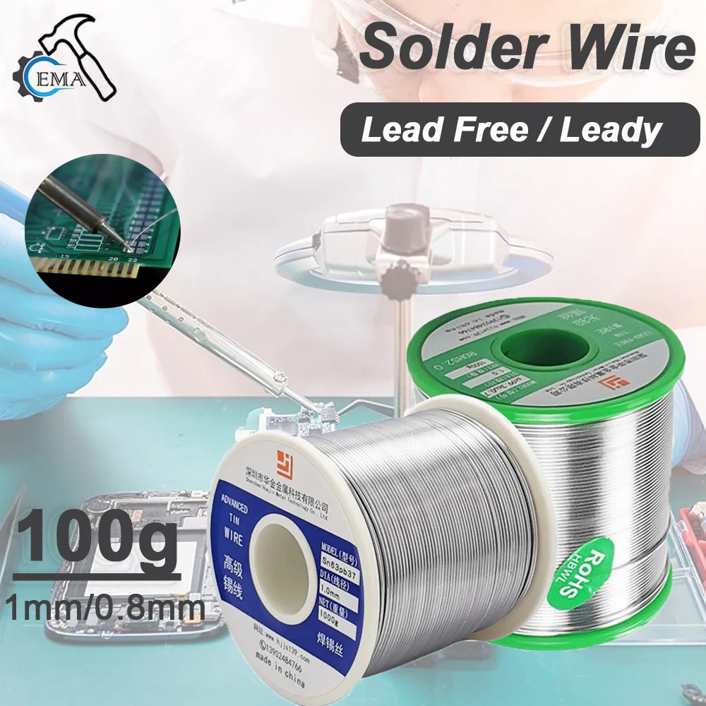 0.8mm-1mm 100g Solder Tin Wire Eco-friendly Low Melting Point No Clean Needed SN99.3CU0.7 Leady Free/Leady Soldering Tin Wire