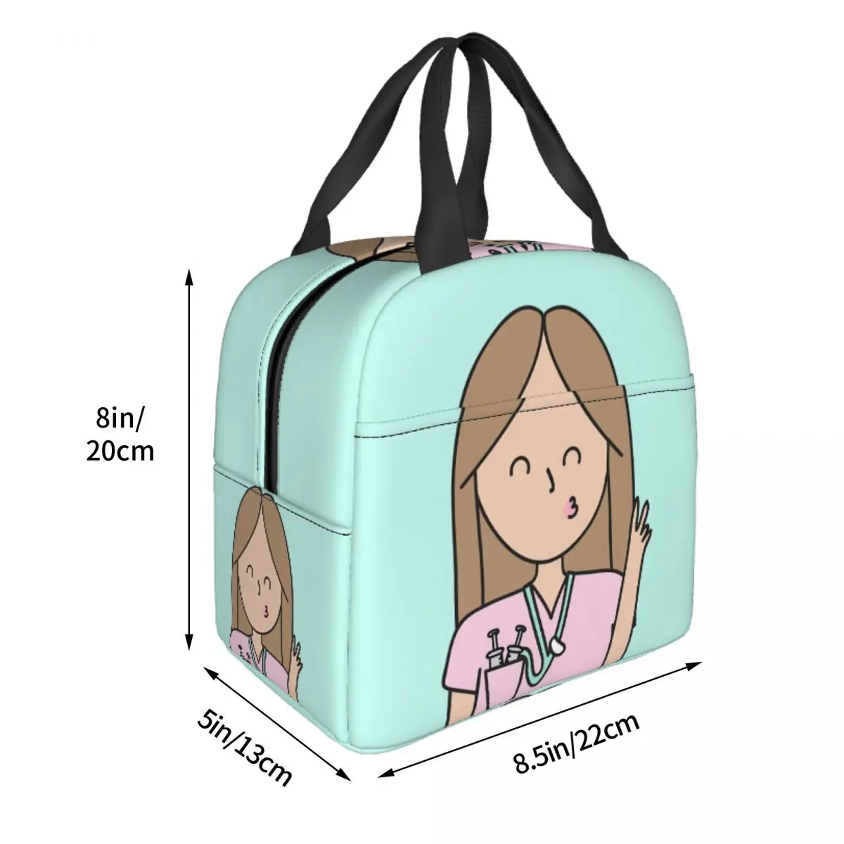 Enfermera En Apuros Insulated Lunch Bags borsa termica contenitore per pasti Cute Nurse Large Tote Lunch Box per uomo donna College Outdoor