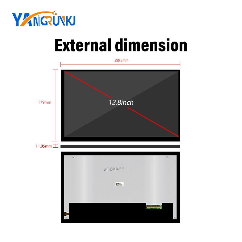 12.8 Inch IPS FHD 1920x1080 LVDS 50Pin Touch Screen Panel 700nits High Brightness for Car Dashboard Industrial Display
