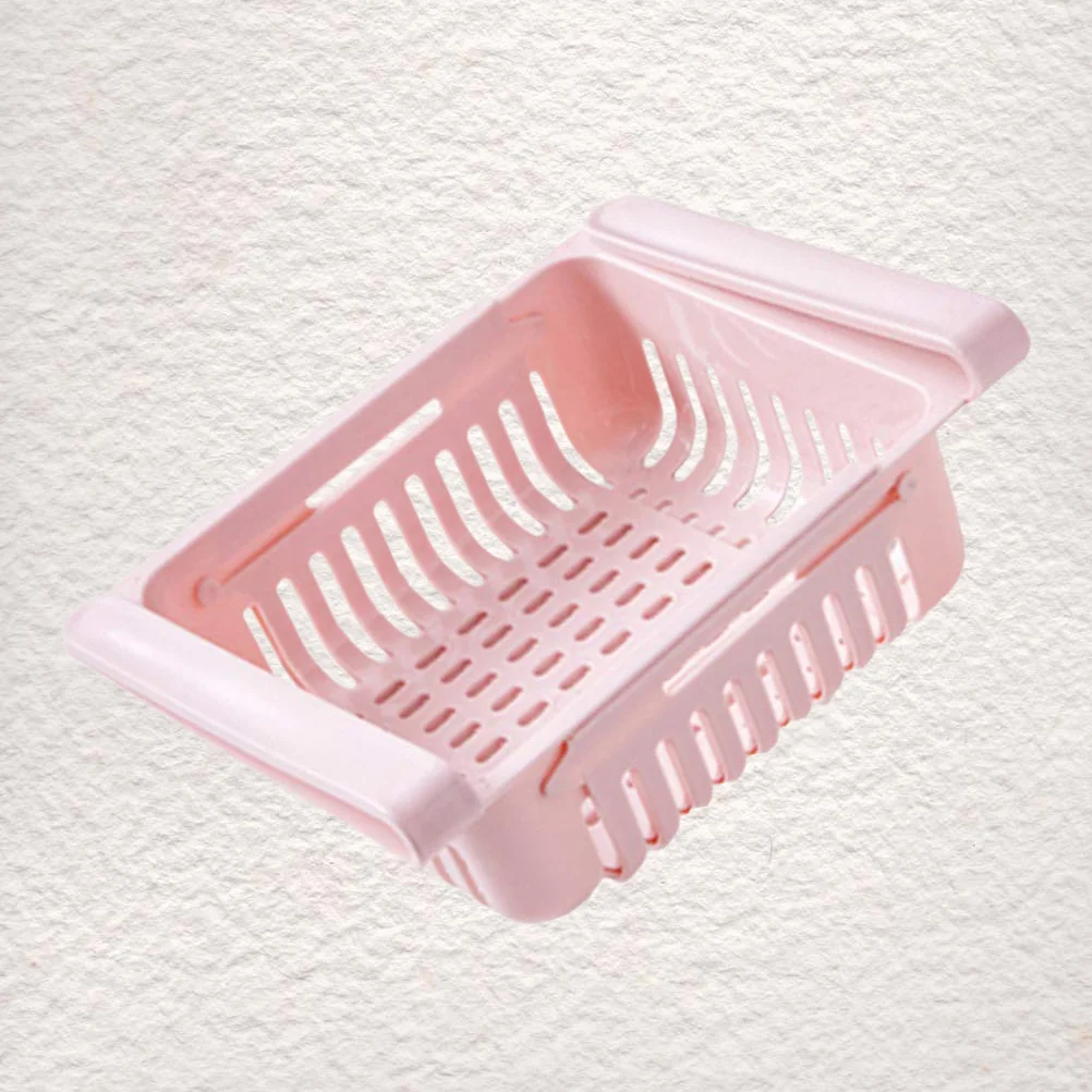 

2pcs Storage Box Retractable Plastic Refrigerator Box For Kitchen Organizer Hollow Mesh Design Non-Perforating Rack Food Holder