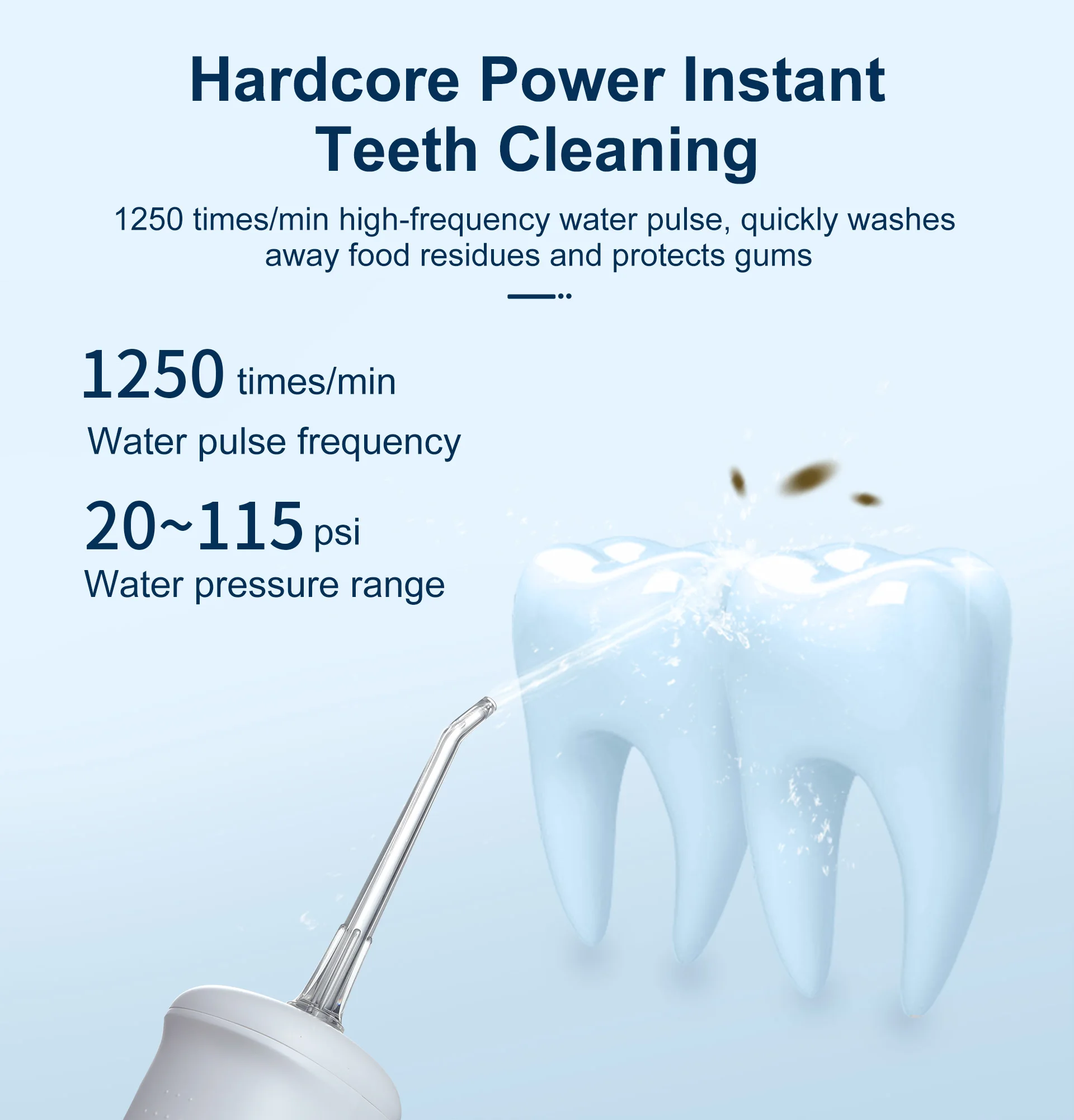 Fairywill Cordless Water Flosser 3 Modes And 2 Replaceable Nozzles 300Ml Detachable Water Tank Ipx7 Waterproof Oral Irrigator