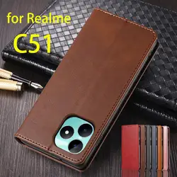 Leather Case for OPPO Realme C51 Flip Case Card Holder Holster Magnetic Attraction Cover Case Wallet Case Fundas Coque