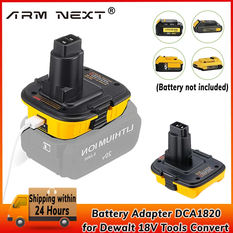 20V Battery Adapter DCA1820 for Dewalt 18V Tools Convert Dewalt 20V Lithium Battery for DC9096 DE9098 DE9096 with USB