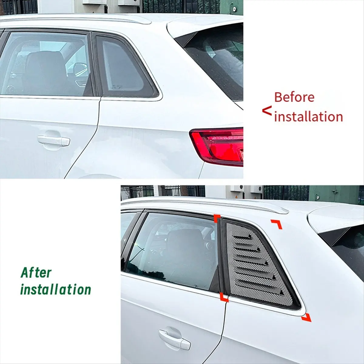Mega Sale Car Rear Triangular Window Louvers Shutters Blinds Cover Trim for Audi A3 S3 8V Hatchback 2014-2020 Carbon Fiber Colo