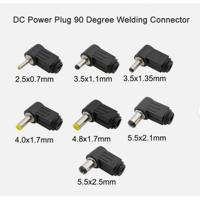 DC Power Plug 90 Degree Welding Connector 2.5x0.7mm/3.5x1.1mm/3.5x1.35mm/4.8x1.7mm/5.5x2.1mm/5.5x2.5mm/4.0x1.7mm