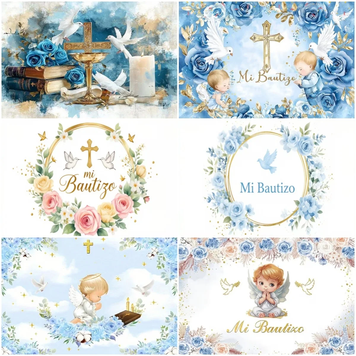 

Girls Boys Holy Communion Backdrop My First Communion Banner My Baptism Cross Dove Photography Background Baby Shower Supplies