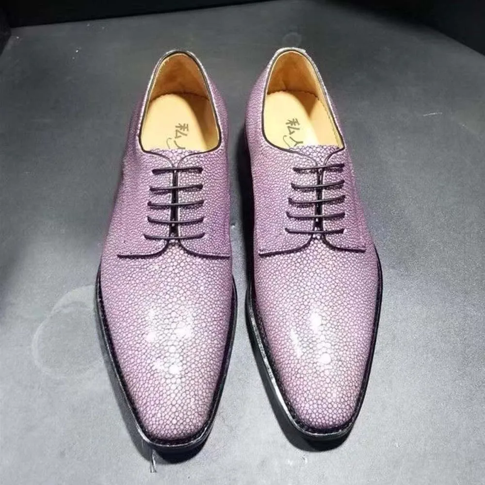 Pearl fish skin  shoes  male  fashion  business wedding shoes male formal shoes leather sole Real stingray skin male dress shoes